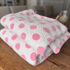 Pink Polka Dots Coverlet Blankets -  Super Soft & Reversible